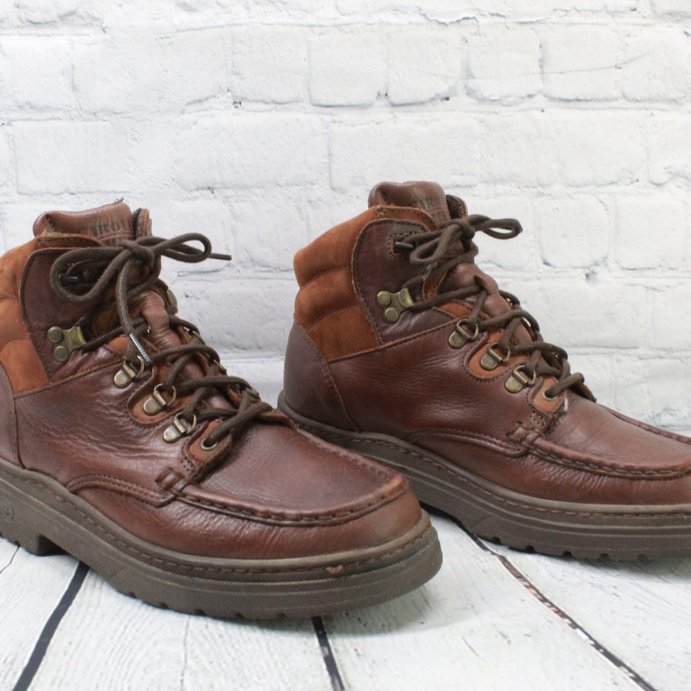 Carolina Brown Leather Lace-up Padded Chukka Work Ankle Boots Size 8 D - Picture 3 of 9